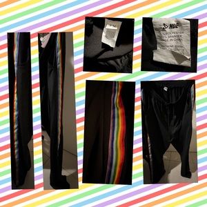 HDE Striped Joggers Pants for Women Active Yoga, Rainbow Stripe, Size 1X